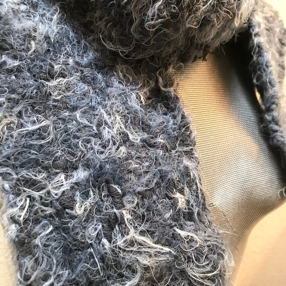 Warm Soft Scarf. Handknitted. Mixed Fibers. Deep Grey Blue & Light Blue. NWT. - Picture 5 of 8